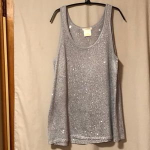 Matty M light bluish gray Sleeveless Top with Sequins  Size XL